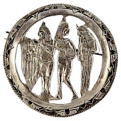 Retro Egyptian Revival Silver Brooch