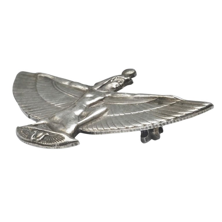 Broche En Argent 835 Déesse Isis - Bijou Ancien Occasion