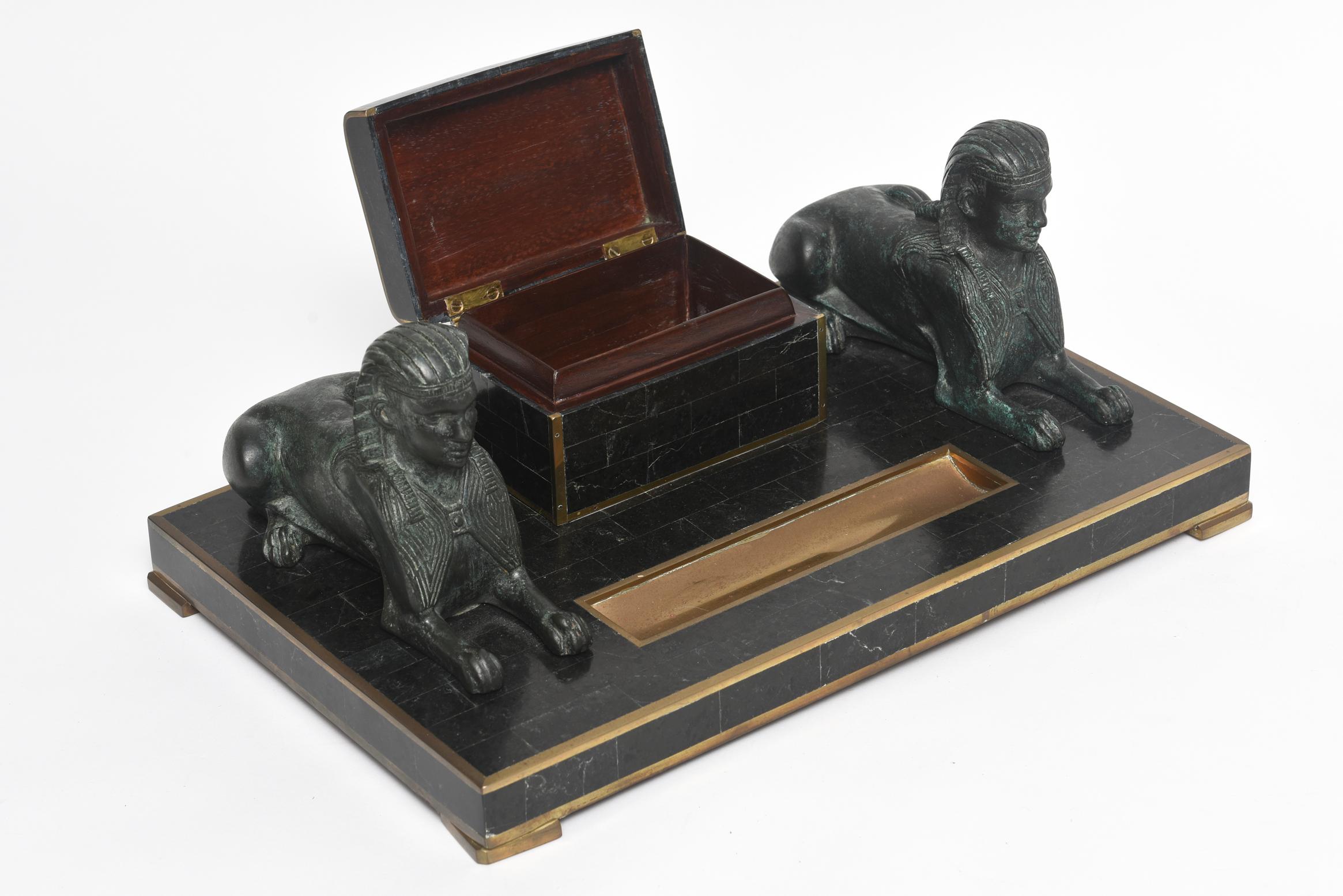 Egyptian Revival Sphinx Inkwell by Maitland Smith In Good Condition For Sale In Miami Beach, FL