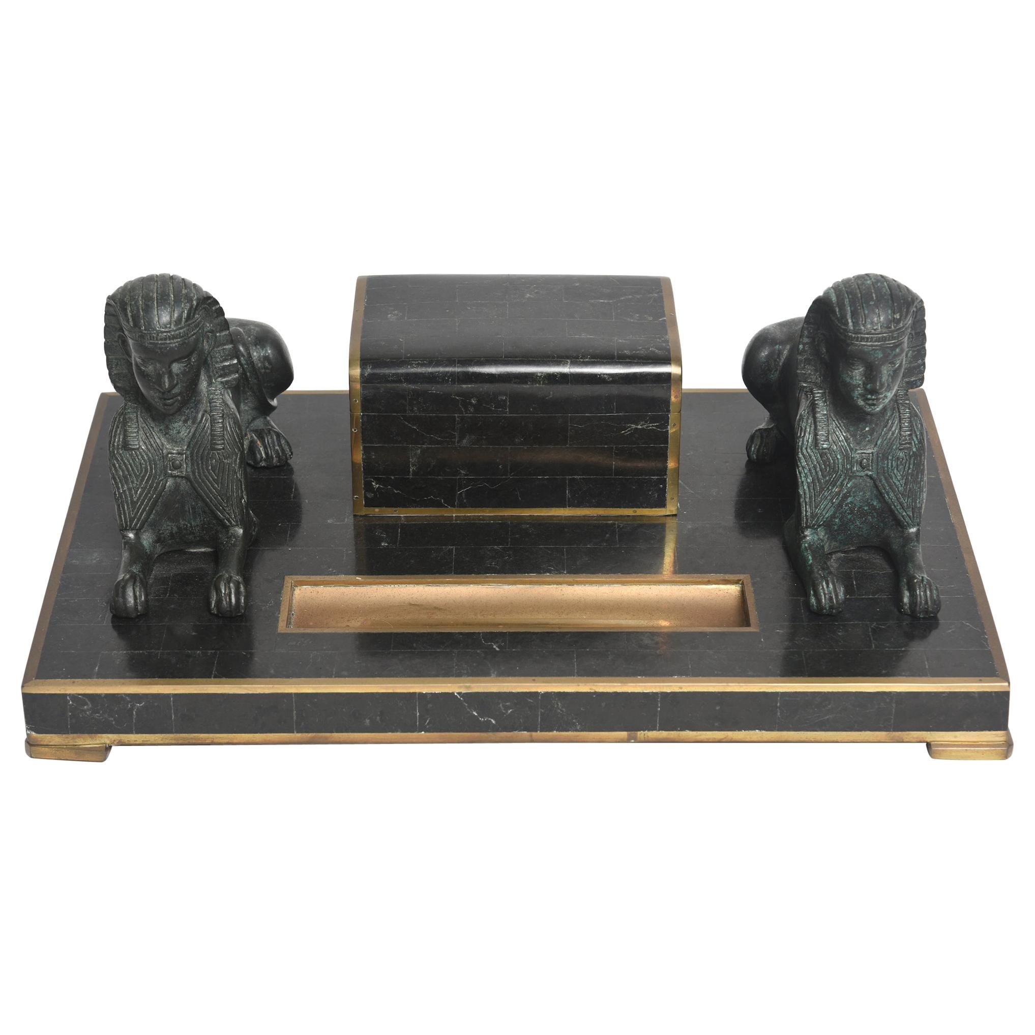 Egyptian Revival Sphinx Inkwell by Maitland Smith