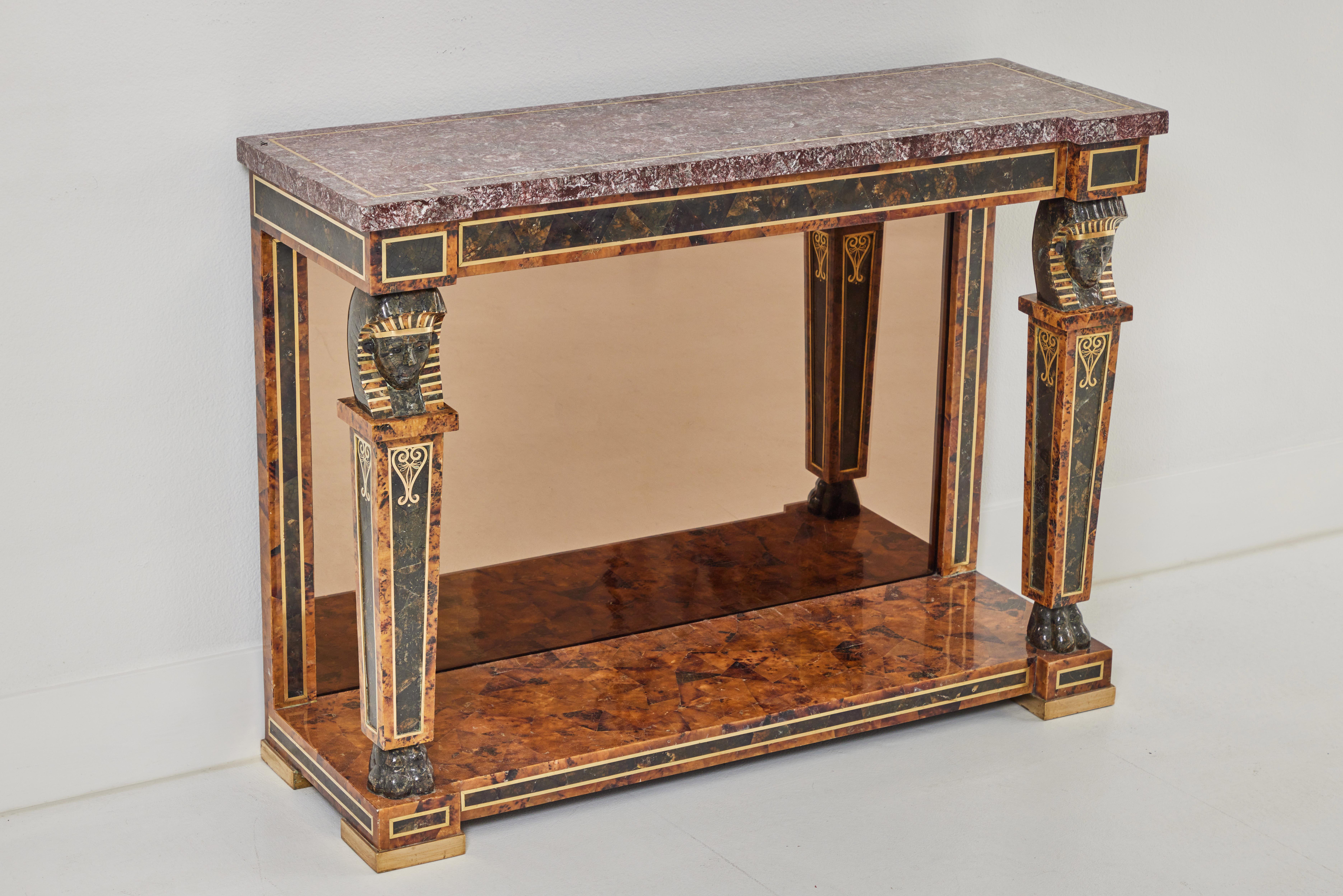 Egyptian Revival Style Console and Mirror by Maitland Smith For Sale 3