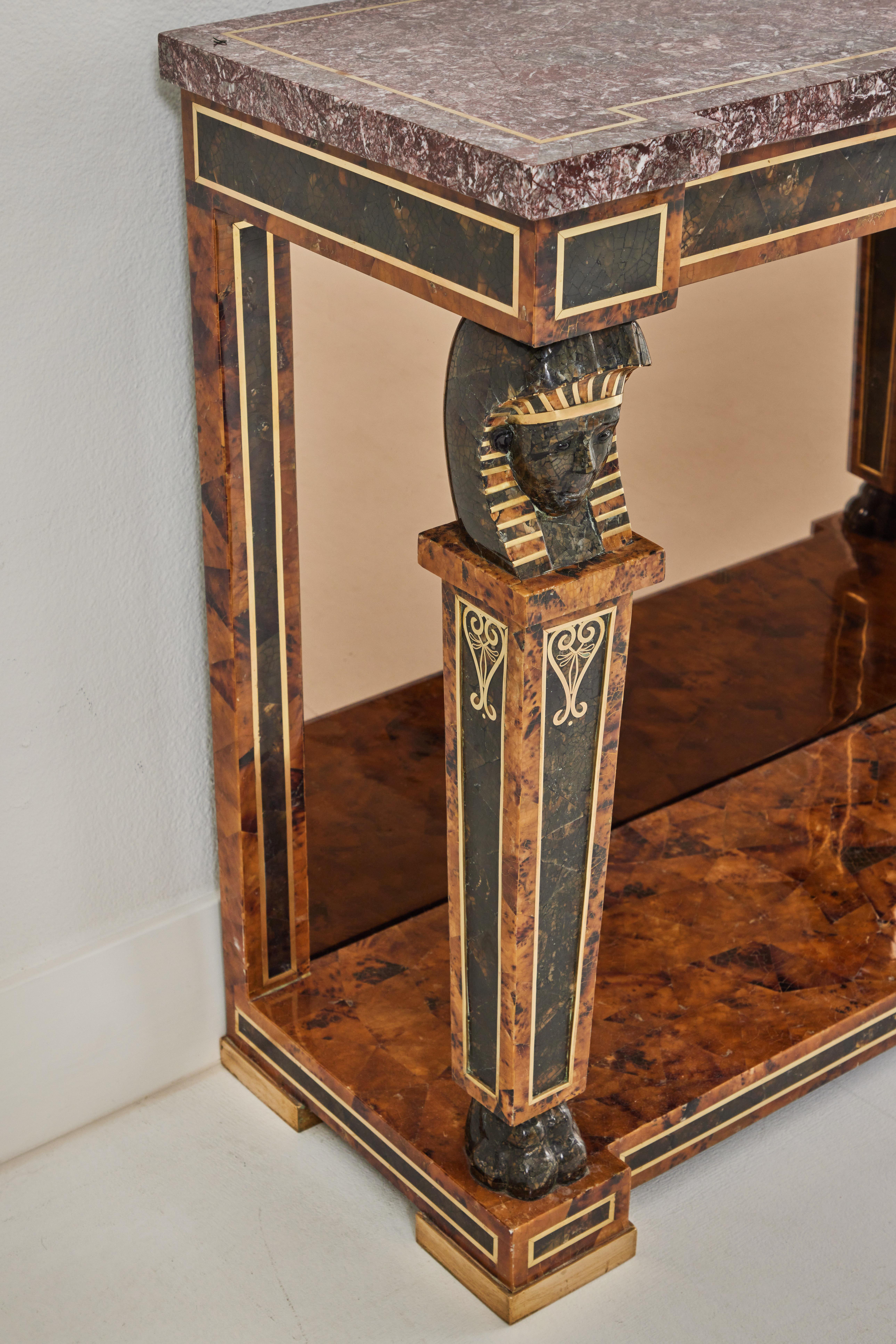 Egyptian Revival Style Console and Mirror by Maitland Smith For Sale 5