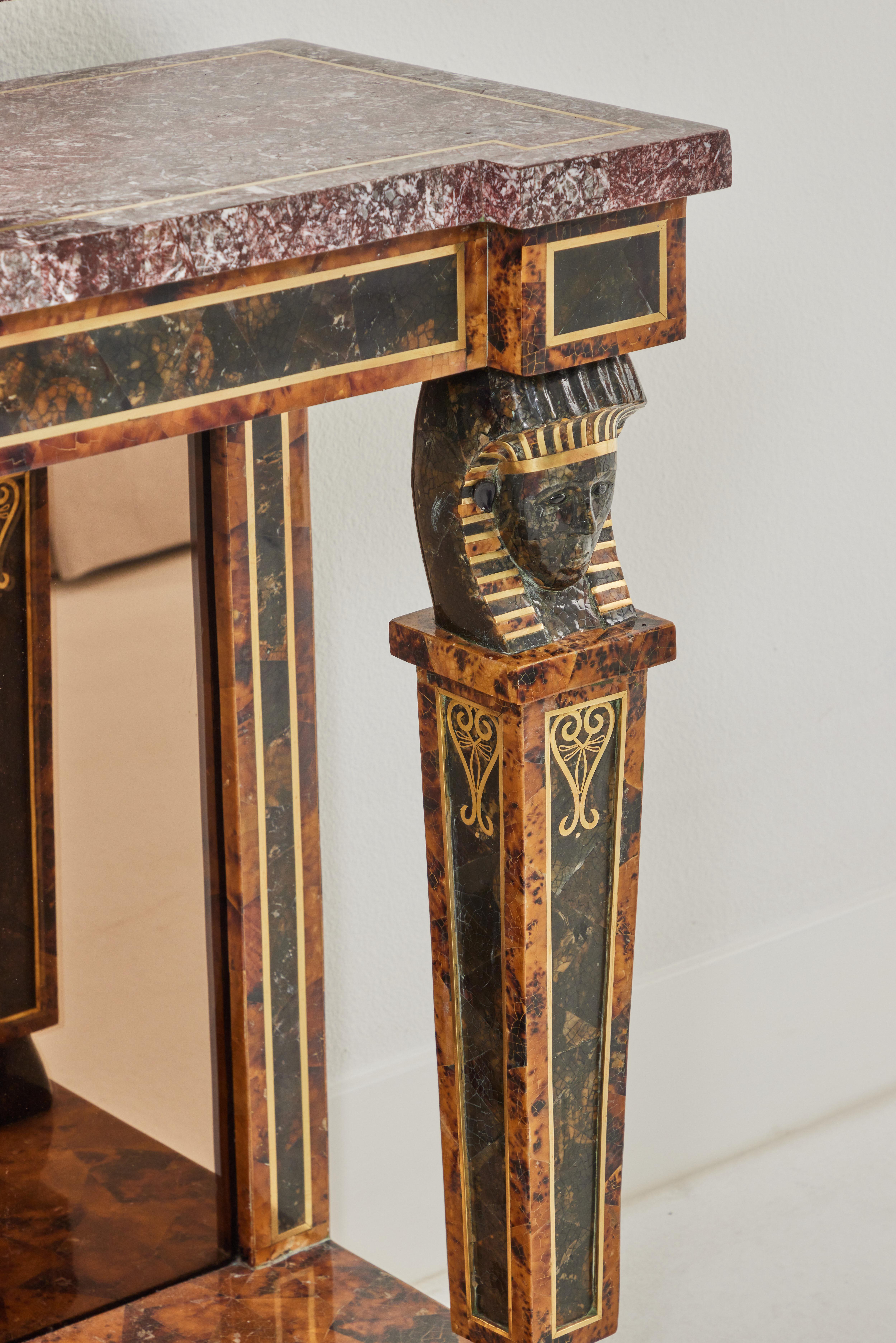 Egyptian Revival Style Console and Mirror by Maitland Smith For Sale 6