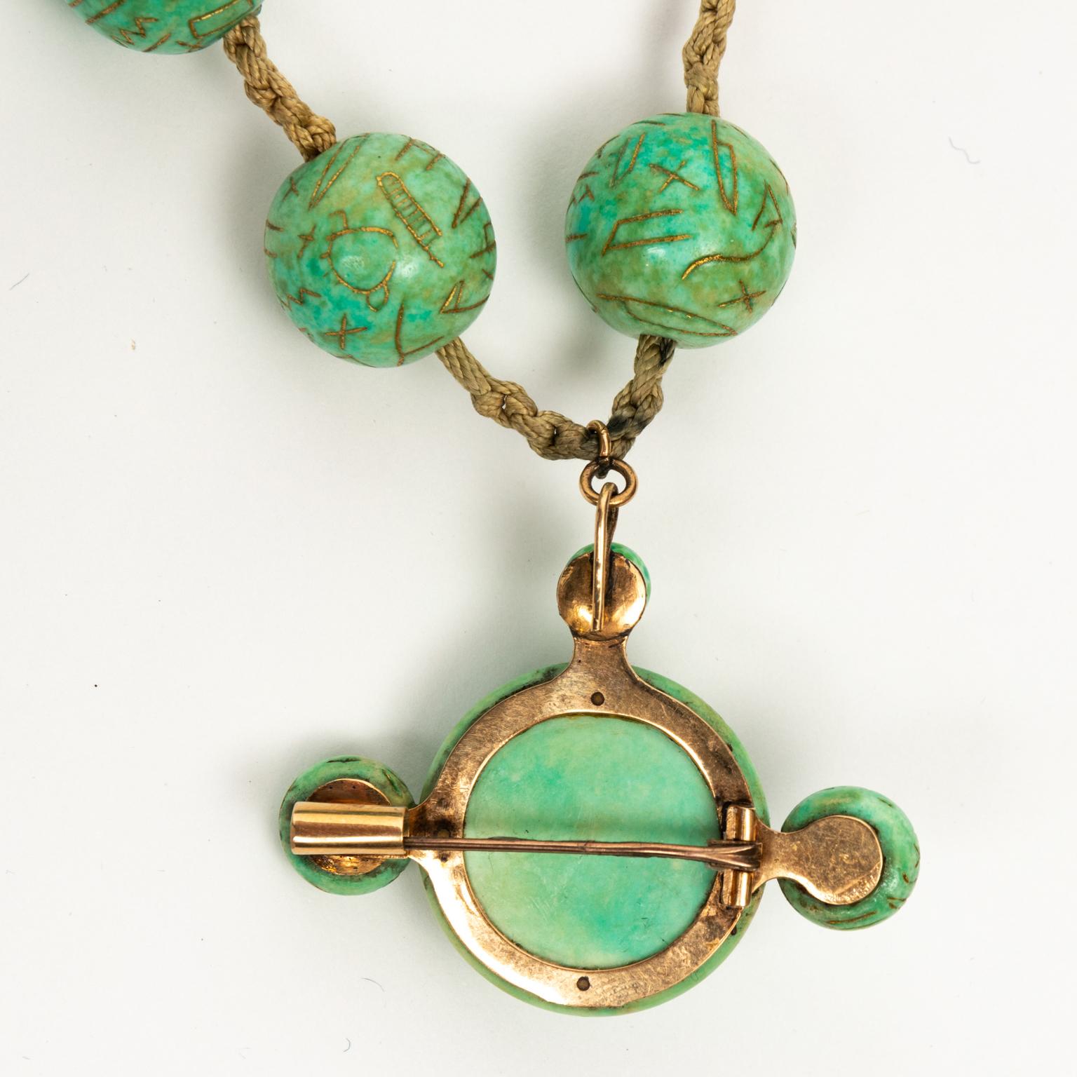 Egyptian Revival Style Faience Pendant Necklace For Sale 7