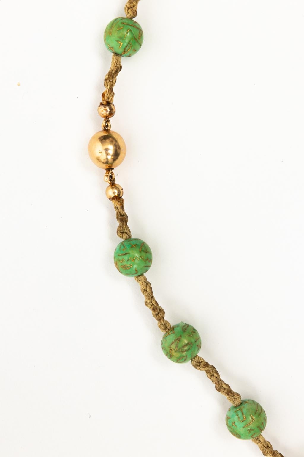 Egyptian Revival Style Faience Pendant Necklace For Sale 2