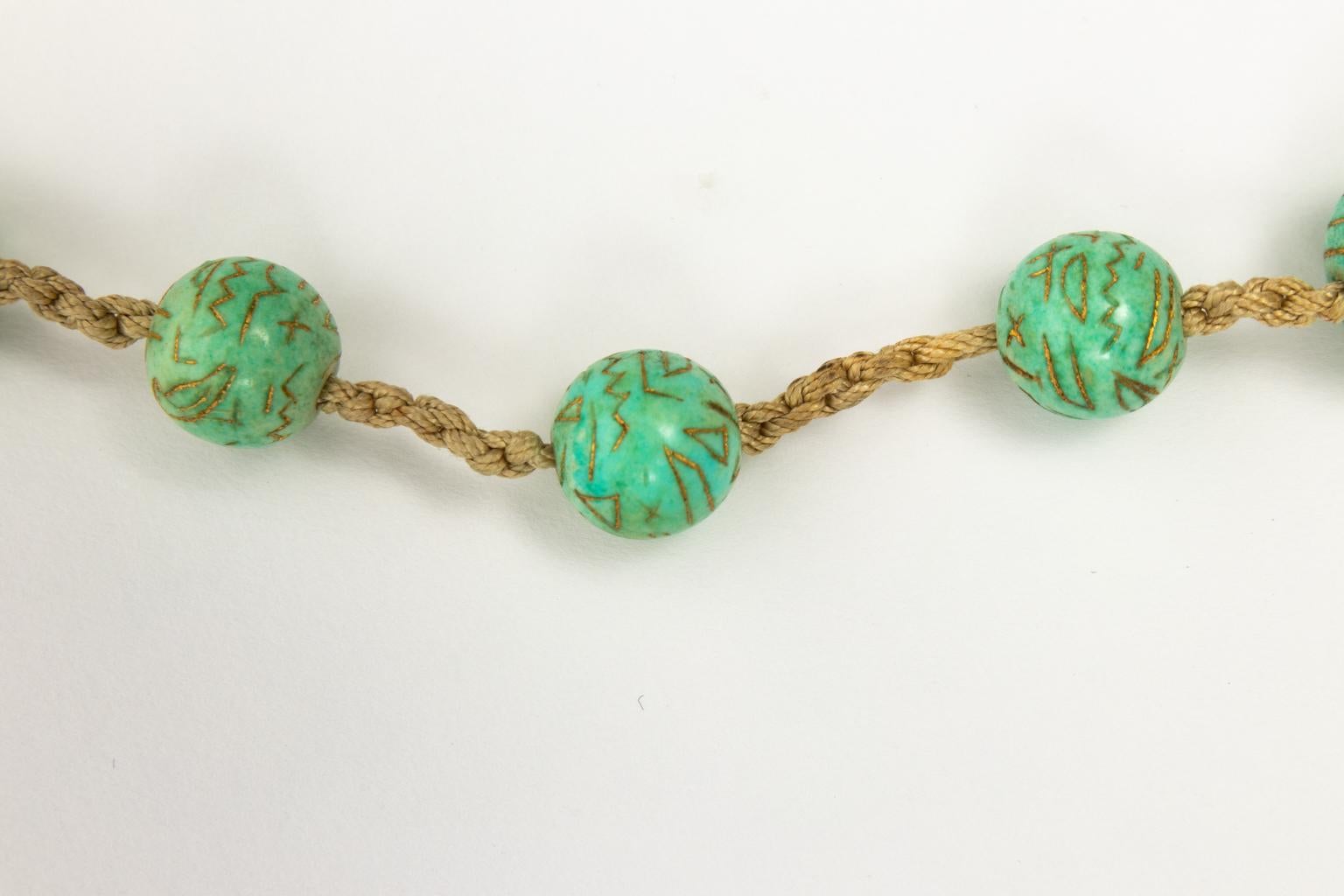 Egyptian Revival Style Faience Pendant Necklace For Sale 3