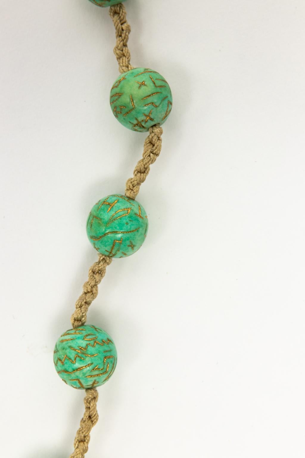 Egyptian Revival Style Faience Pendant Necklace For Sale 4