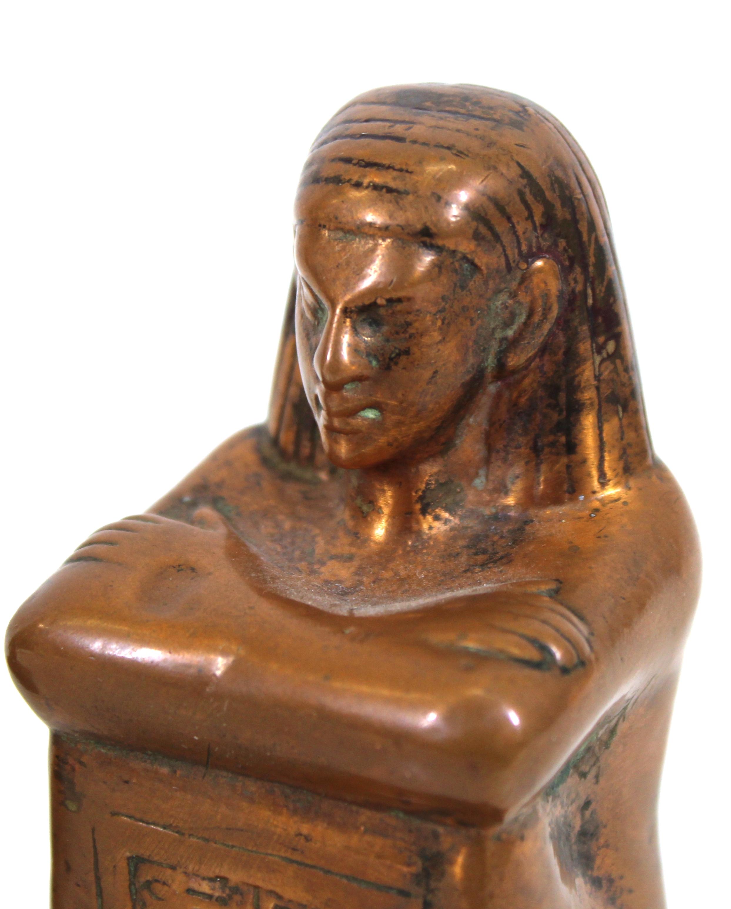 Egyptian Revival Style Figurative Brass Bookends For Sale 2