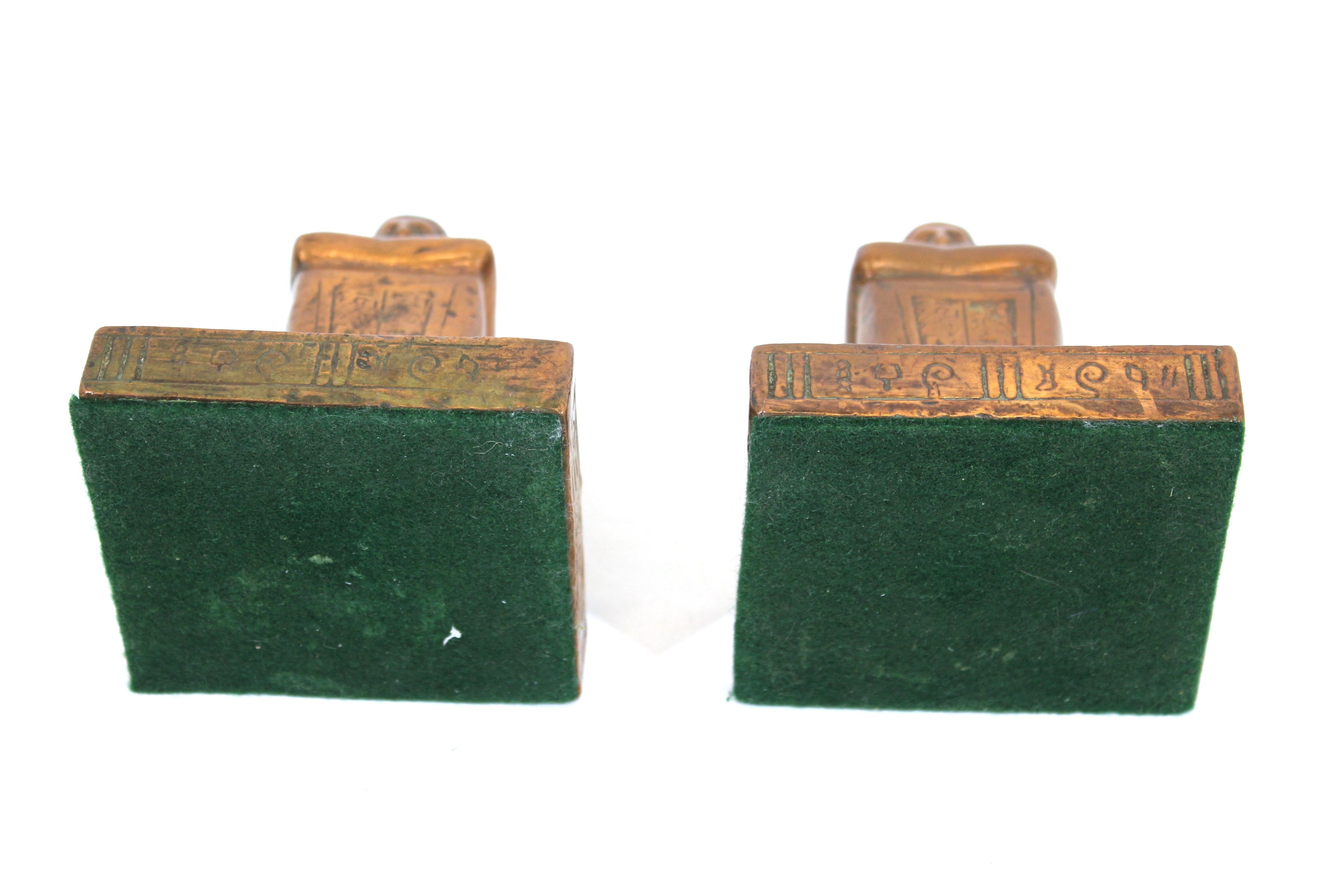 Egyptian Revival Style Figurative Brass Bookends For Sale 4