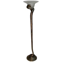Antique Egyptian Revival Style Nickel over Bronze Floor Lamp