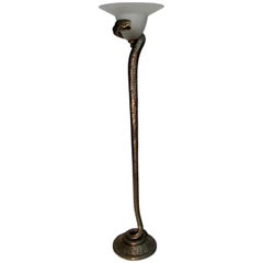 Egyptian Revival Style Nickel over Bronze Floor Lamp