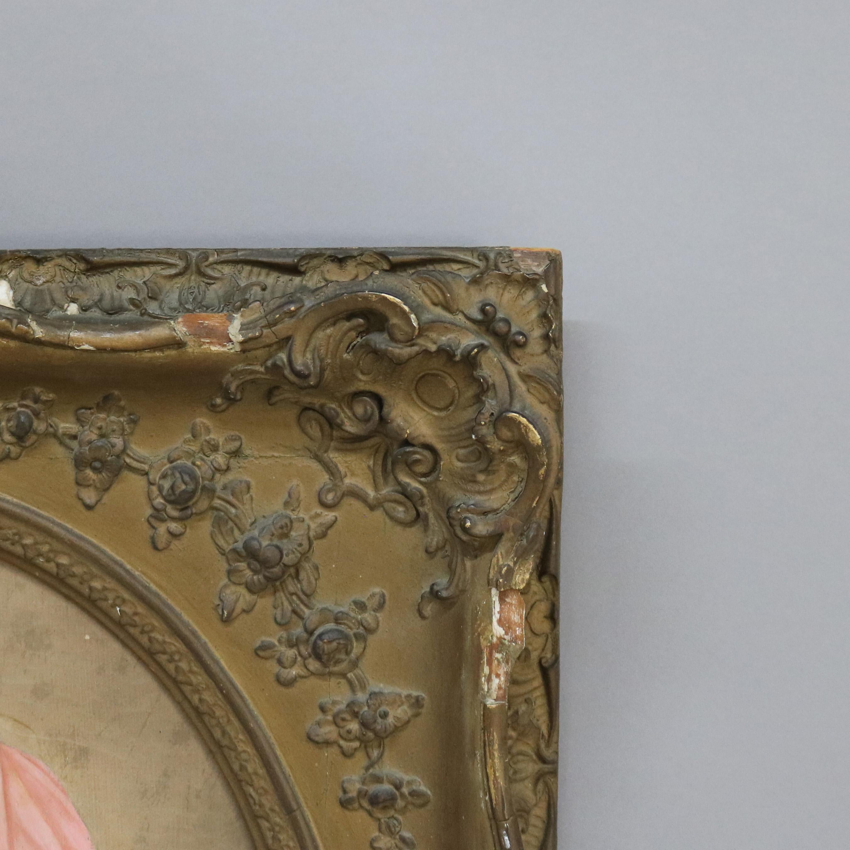 Egyptian Revival Style Oil on Canvas Portrait Painting of a Woman, Framed, C1890 For Sale 4