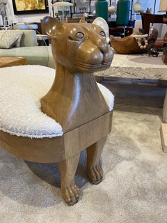 Egyptian Revival Style Whimsical Wood Bench/ Ottoman