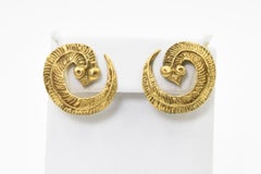 Egyptian Revival Stylized Brass Snake Earrings