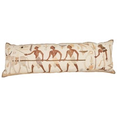 Egyptian Revival Textile Panel Custom Decorative Bolster Pillow, circa 1920s