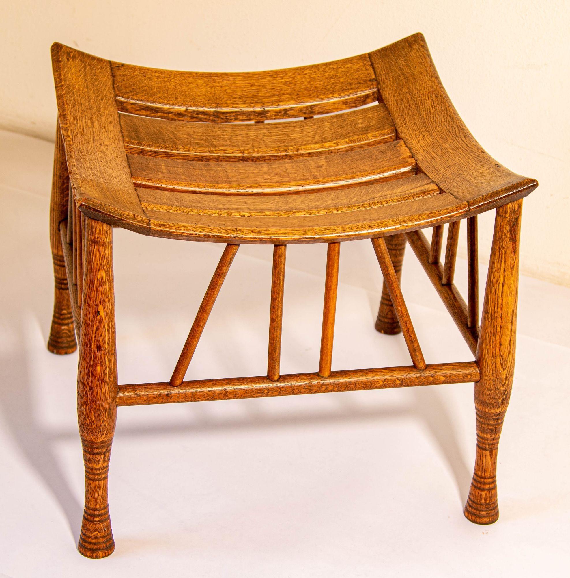 Egyptian Revival Thebes Stool, Liberty & Co Attributed Circa 1920s For Sale 4