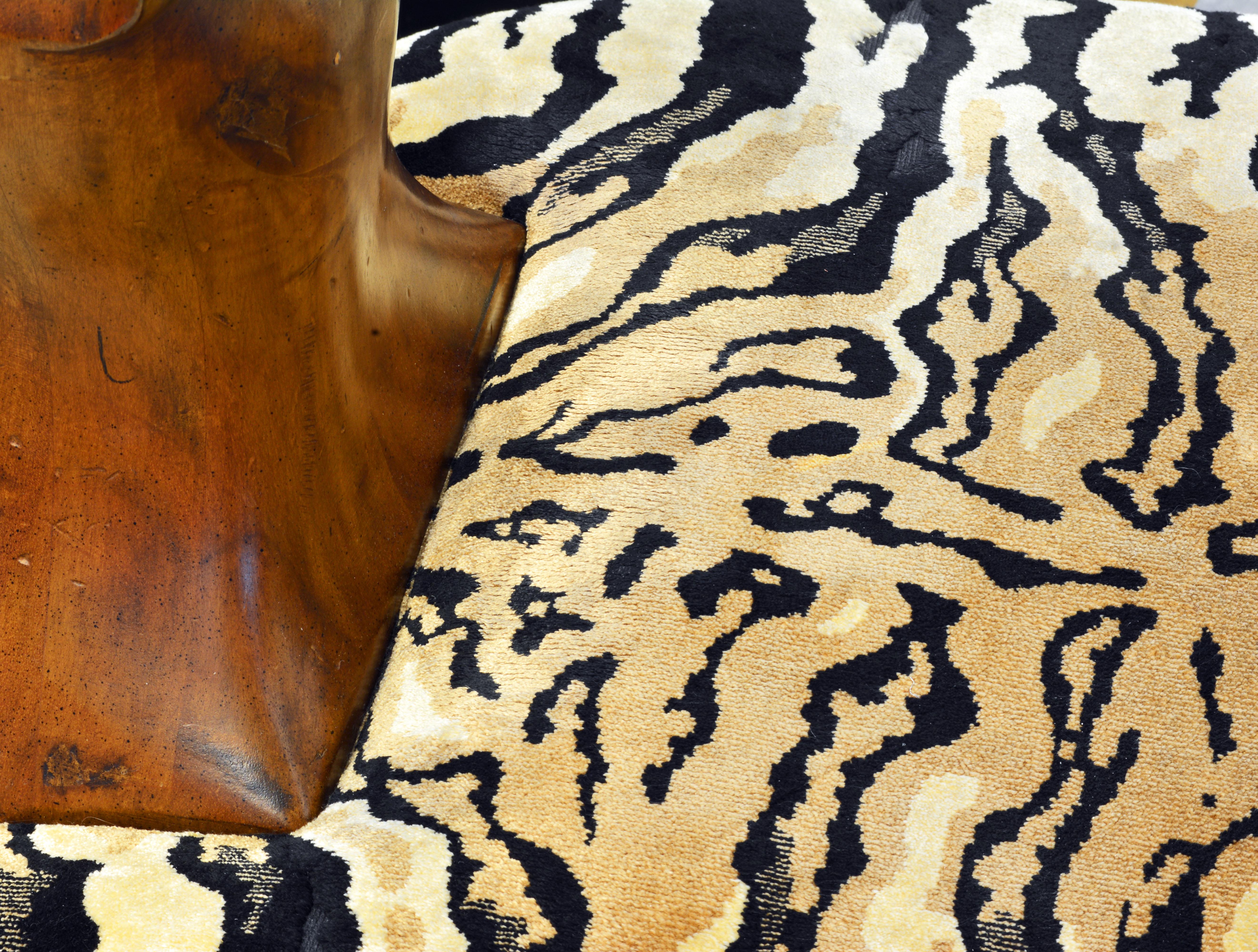 Egyptian Revival Upholstered Carved Hardwood Lion Bench or Ottoman 6