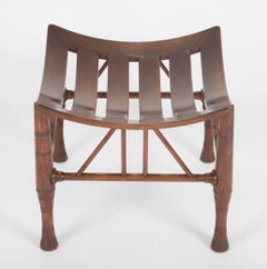 Egyptian Revival Walnut Thebes Stool, Attributed to Liberty & Co.
