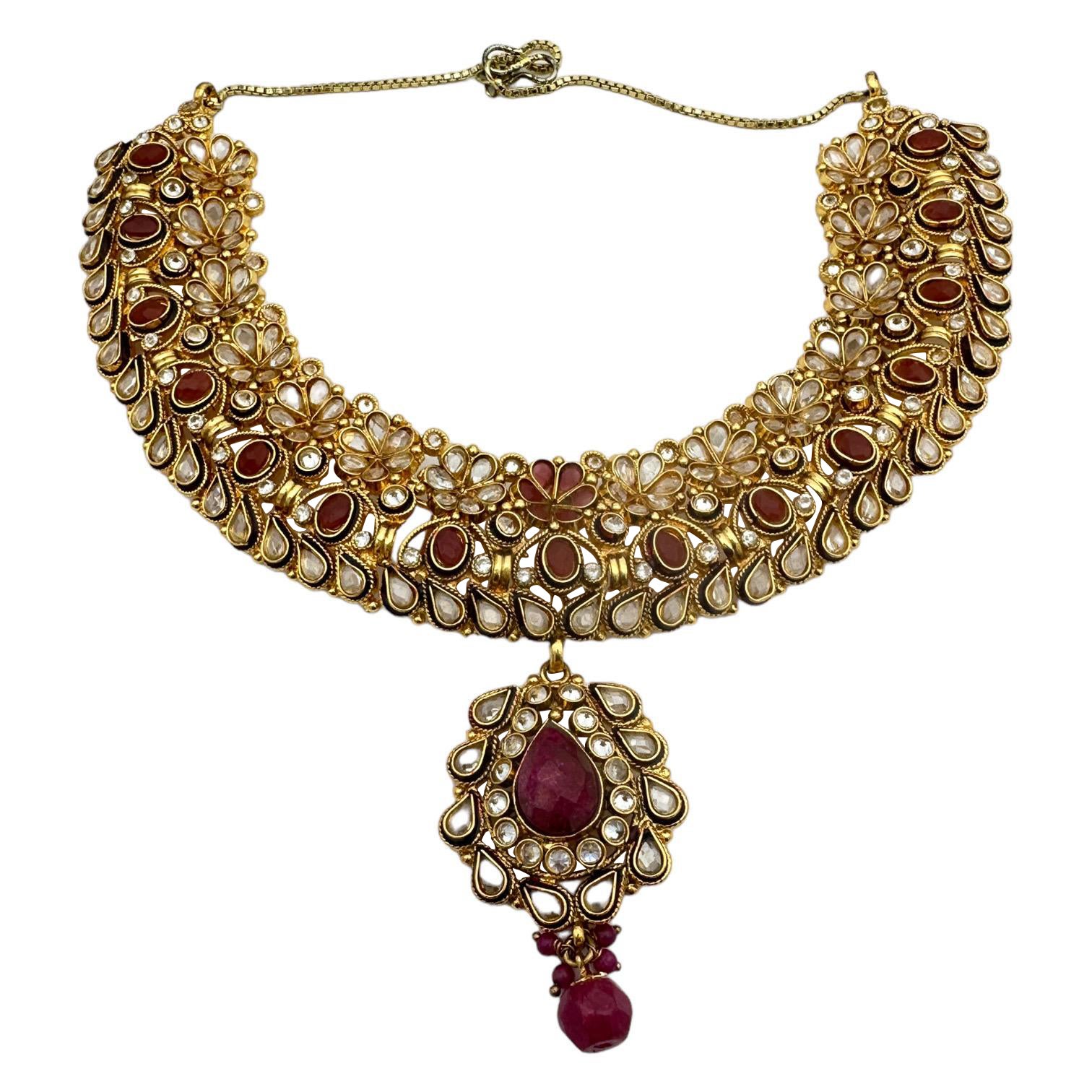 Collar de Rubí Egipcio Colgante Galvanoplastia 24K
