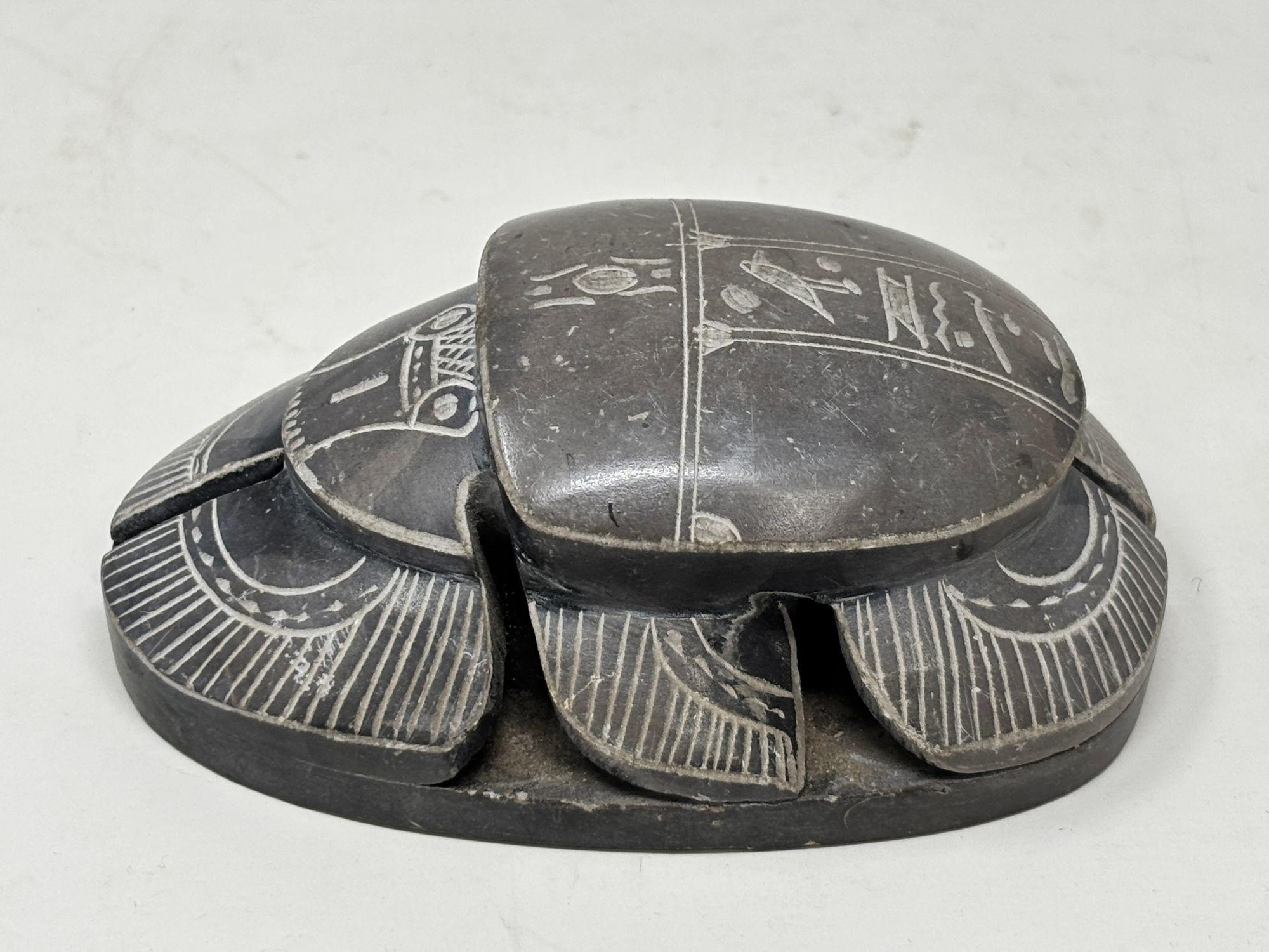 Egyptian Scarab Beetle Figurine Stone Figure Paperweight 3