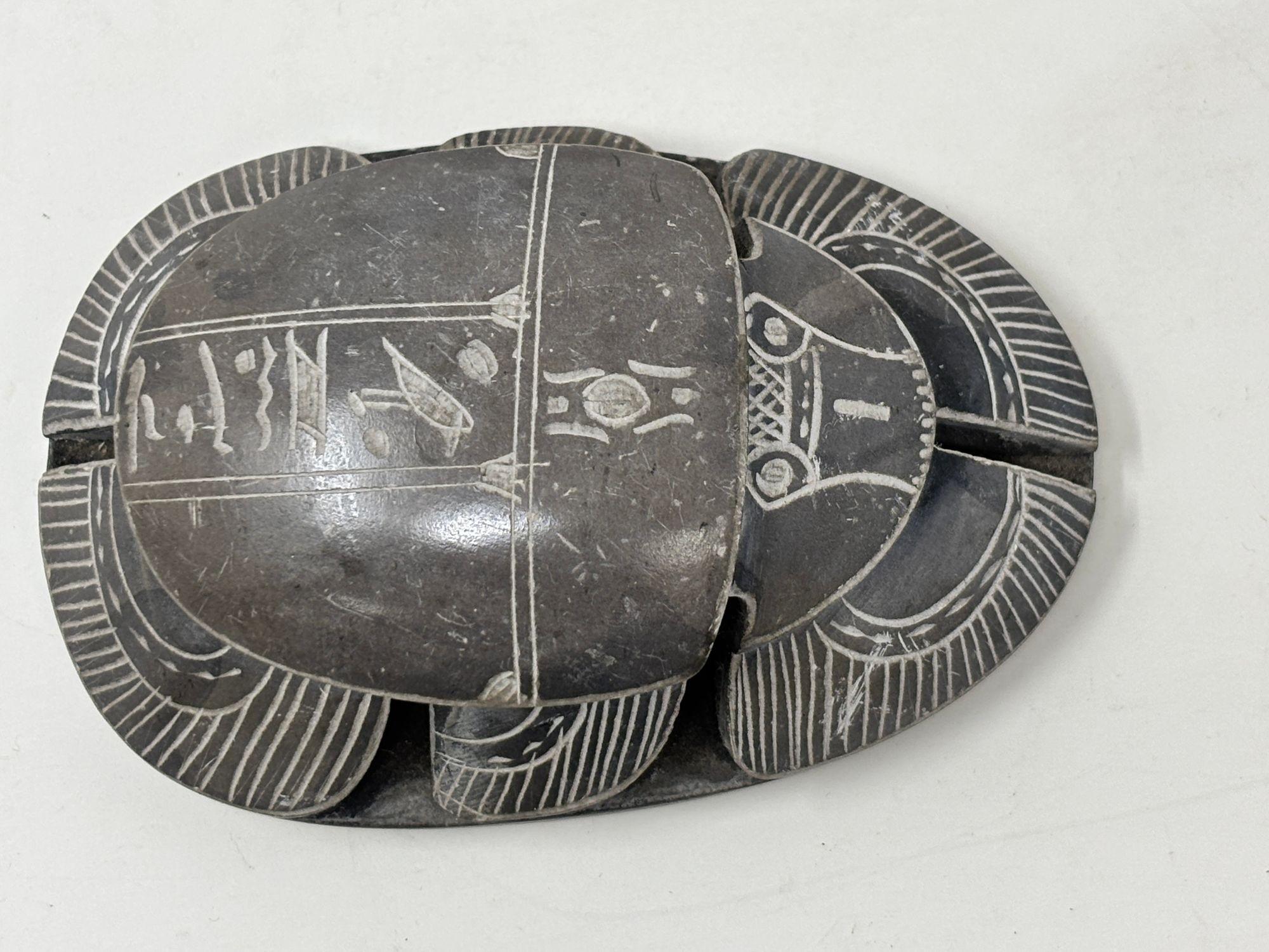 Egyptian Scarab Beetle Figurine Stone Figure Paperweight 7
