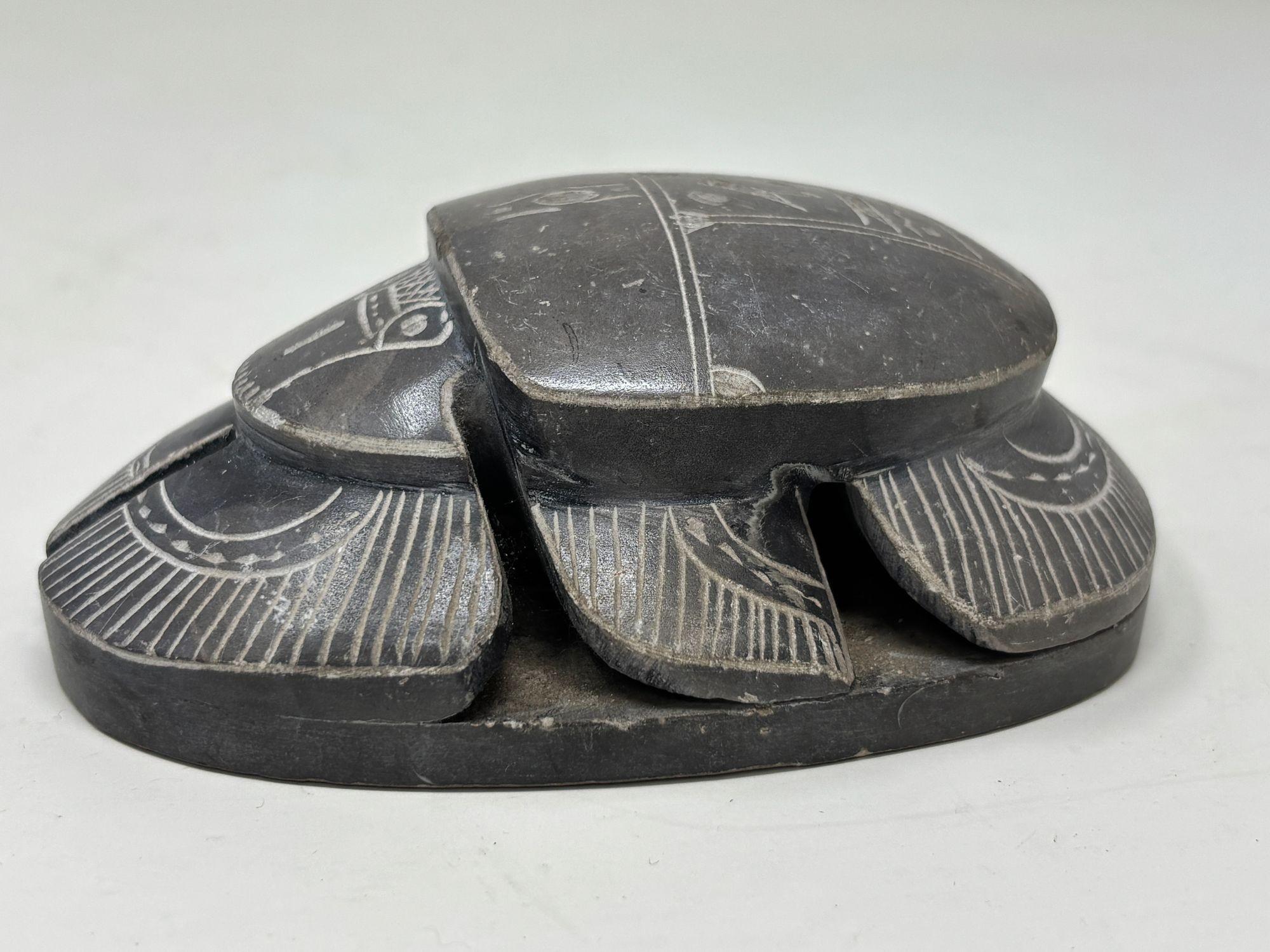 Egyptian Revival Egyptian Scarab Beetle Figurine Stone Figure Paperweight
