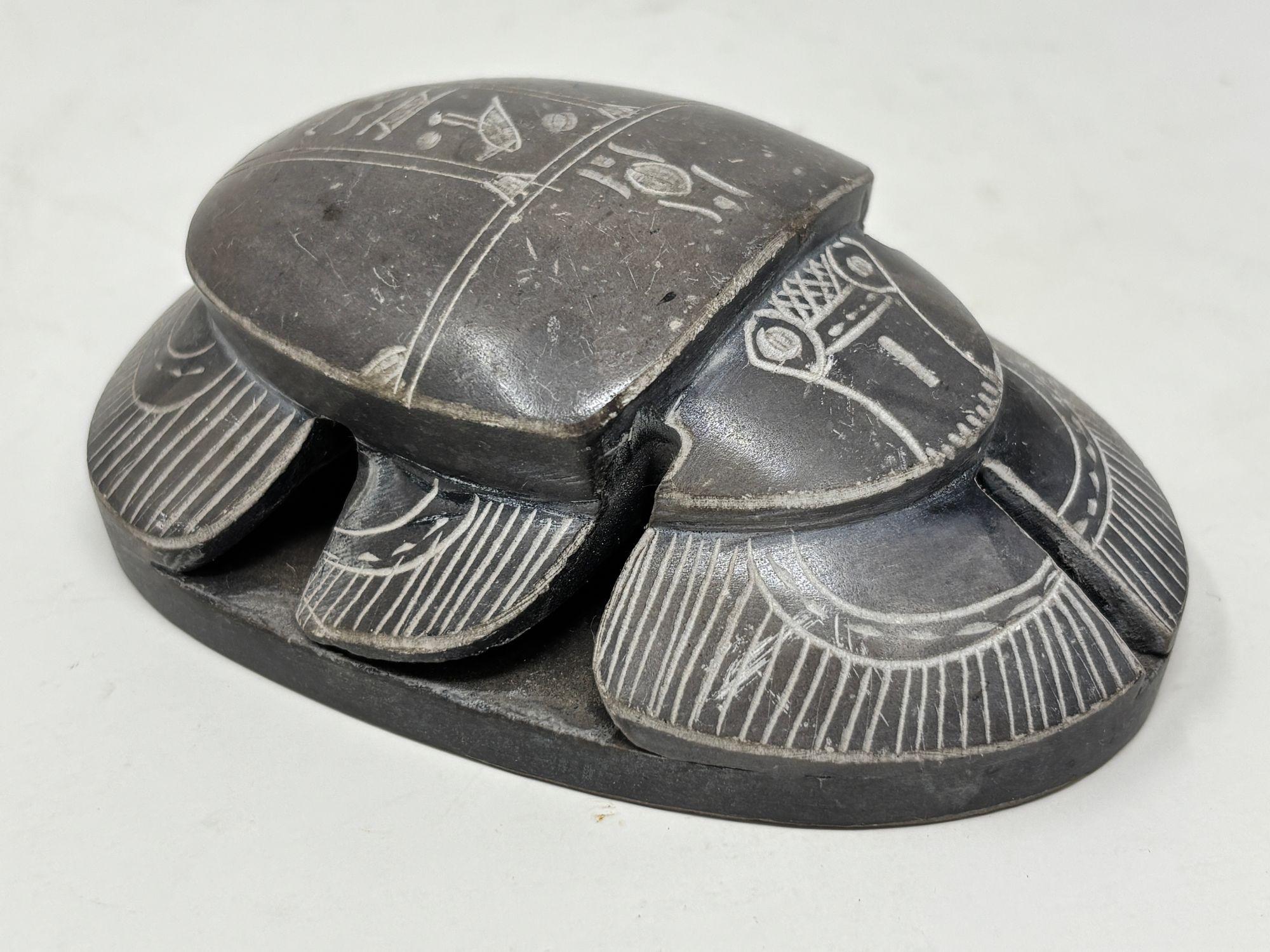 20th Century Egyptian Scarab Beetle Figurine Stone Figure Paperweight