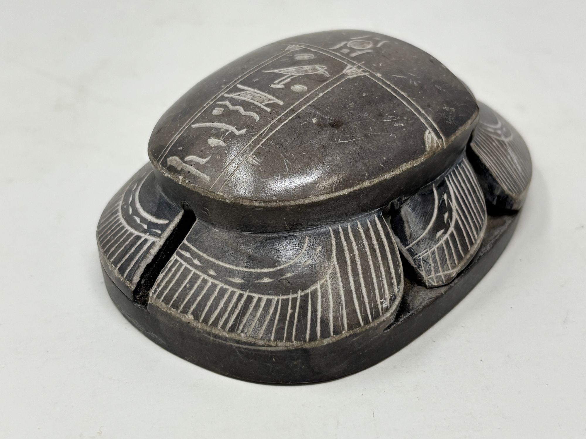 Soapstone Egyptian Scarab Beetle Figurine Stone Figure Paperweight