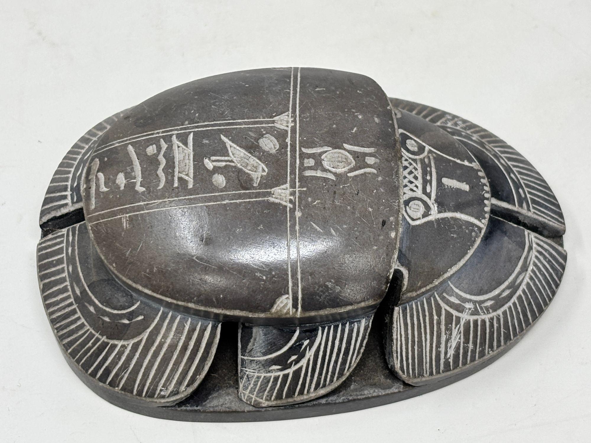 Egyptian Scarab Beetle Figurine Stone Figure Paperweight 1