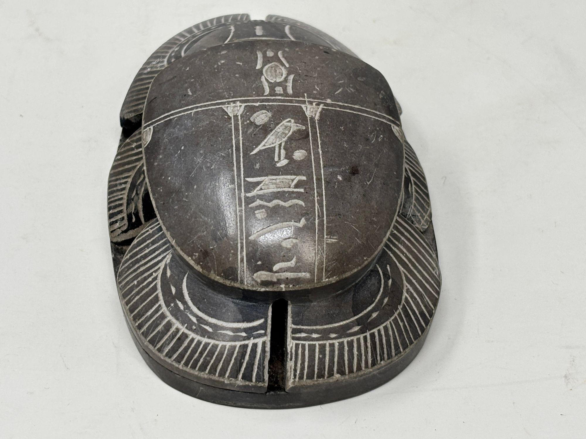 Egyptian Scarab Beetle Figurine Stone Figure Paperweight 2
