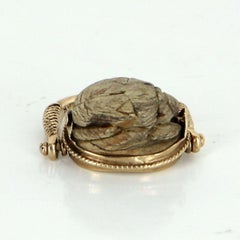 Egyptian Scarab Beetle Flip Ring Vintage 14 Karat Gold Estate Fine Jewelry