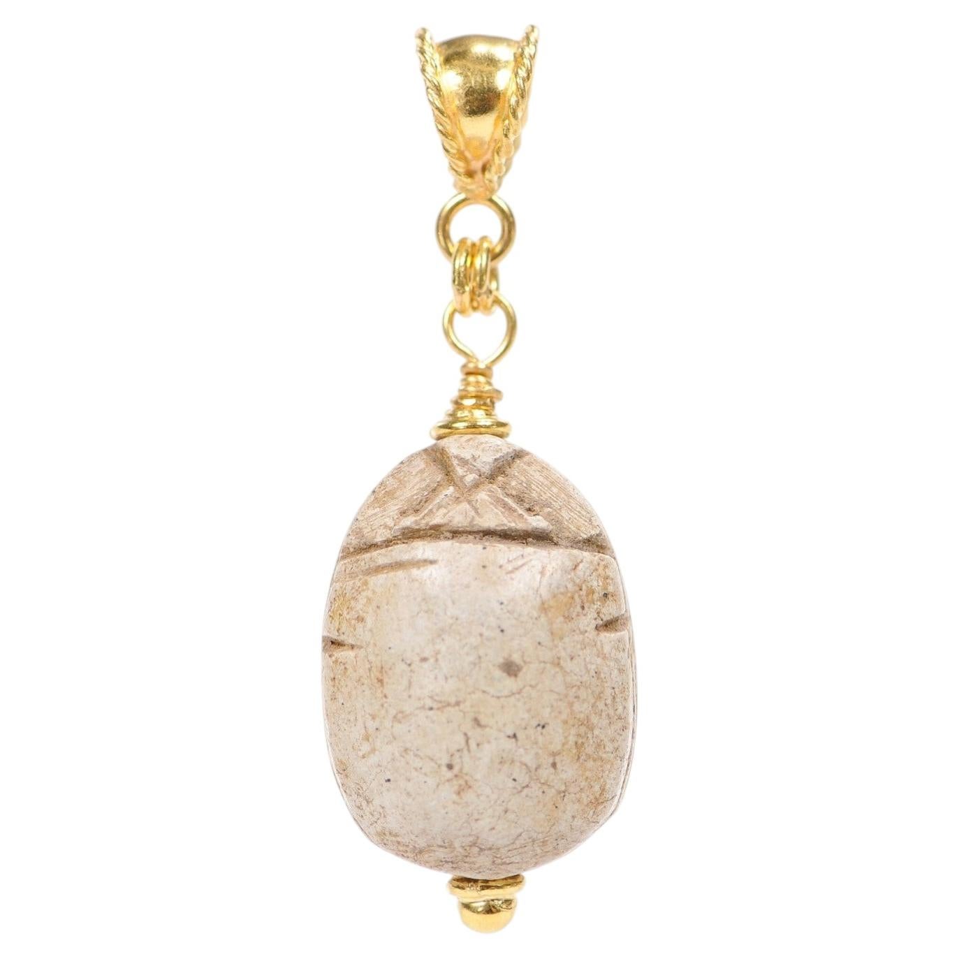 Colgante de escarabajo egipcio de oro de 21 quilates, siglo I a.C., joyería unisex