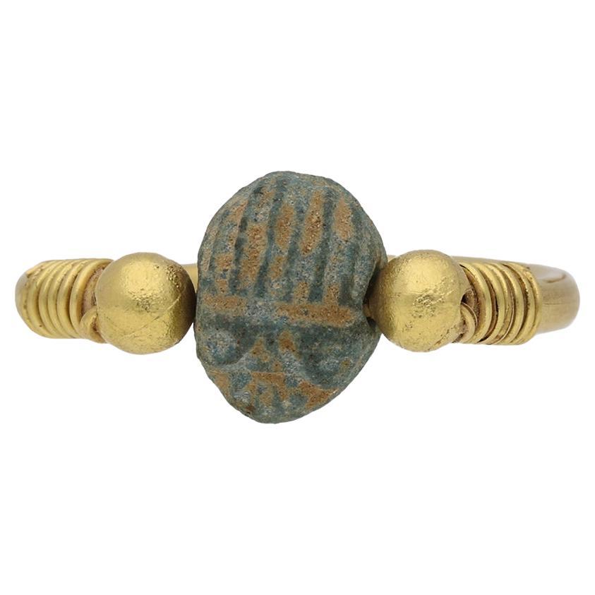 Egyptian Scarab Swivel Ring, circa 664-332 BC. For Sale
