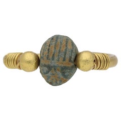Antique Egyptian Scarab Swivel Ring, circa 664-332 BC.