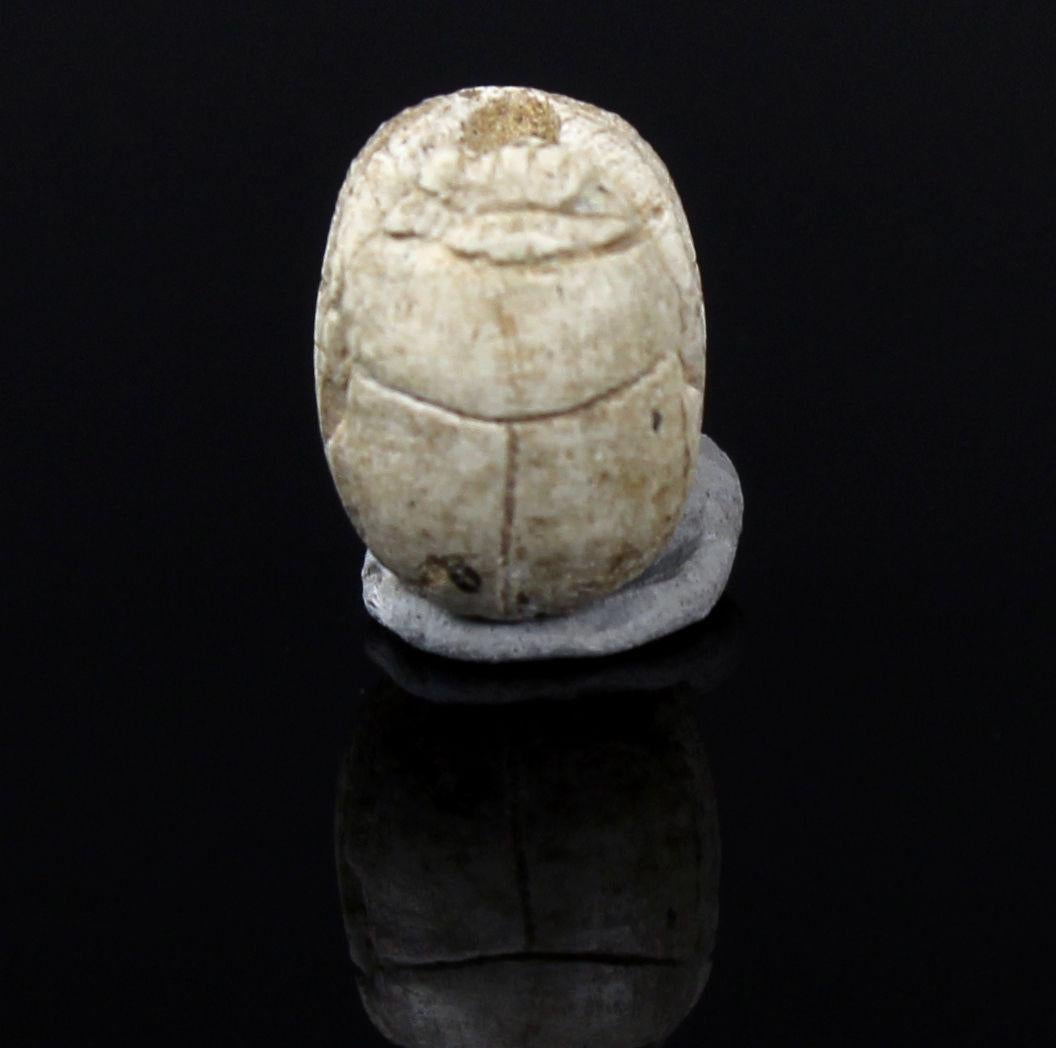 Stone Egyptian scarab with Uraeus, Ankh and neb basket (Amun trigram) For Sale