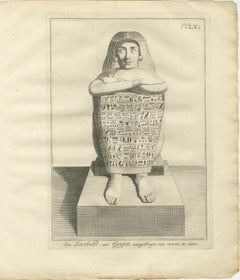Egyptian Seated Scribe Statue with Hieroglyphs – Front and Profile Views, c.1776