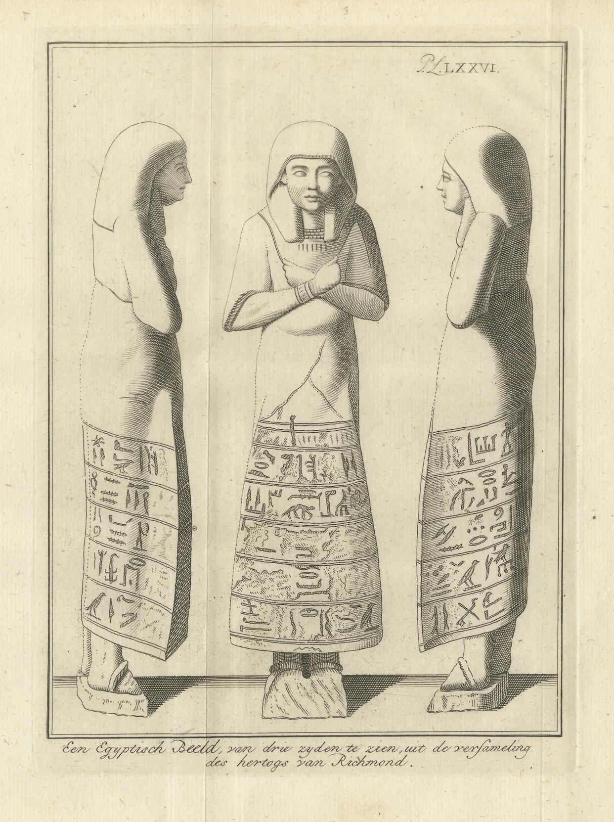 Ägyptische Shabti-Figur, dargestellt aus drei Winkeln, um 1776 (Papier) im Angebot