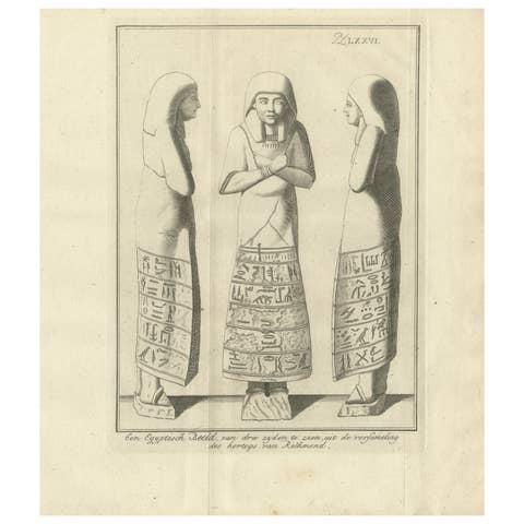 Egyptian Shabti Figurine Depicted from Three Angles, c.1776