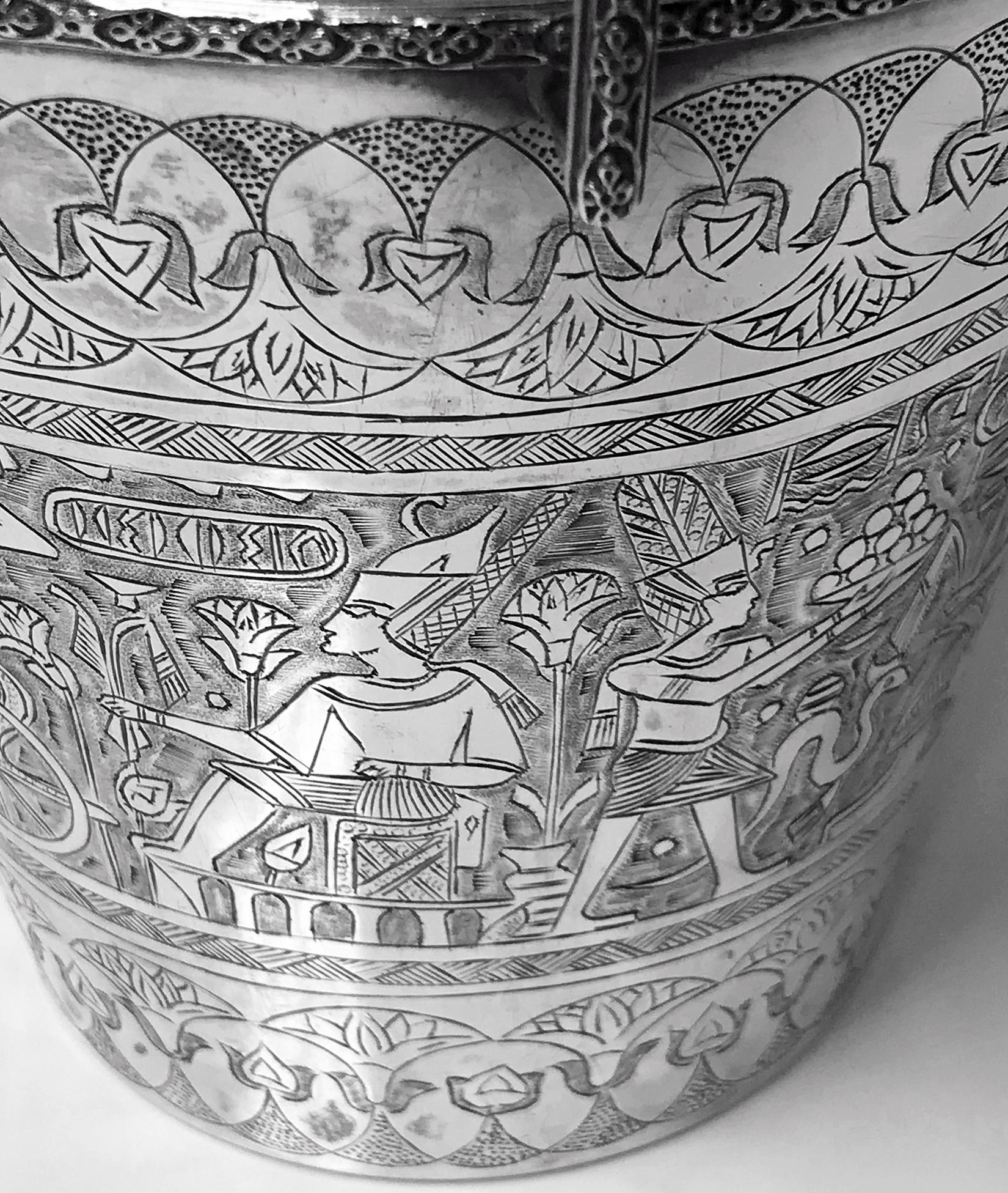 Egyptian Silver Wine Bucket, circa 1920 In Good Condition For Sale In Toronto, Ontario