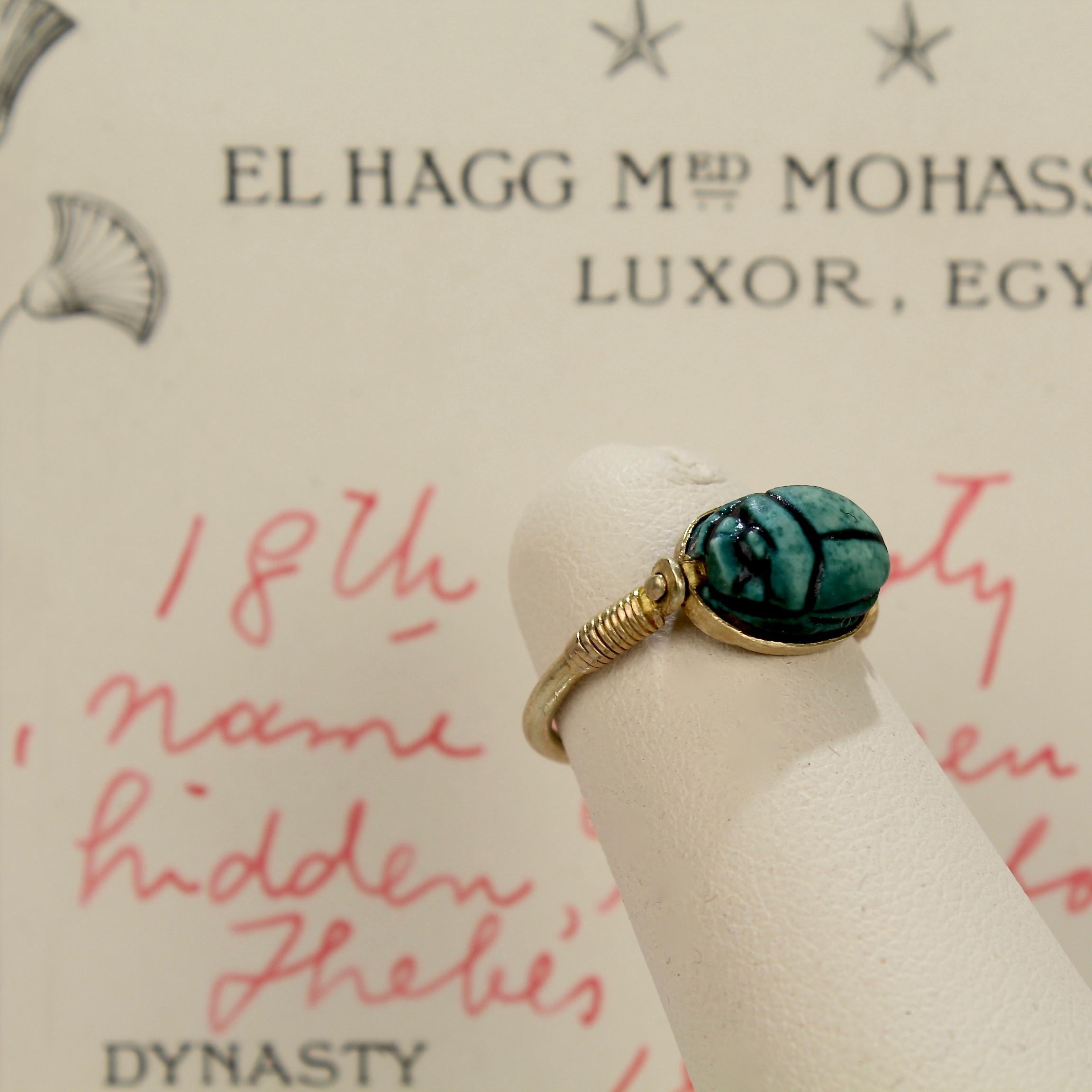 Egyptian Steatite Scarab and Gold Finger Ring with Mohasseb & Son Provenance 6