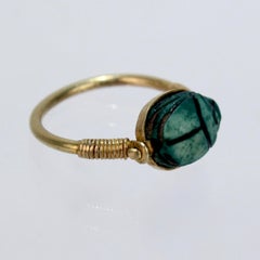 Egyptian Steatite Scarab and Gold Finger Ring with Mohasseb & Son Provenance