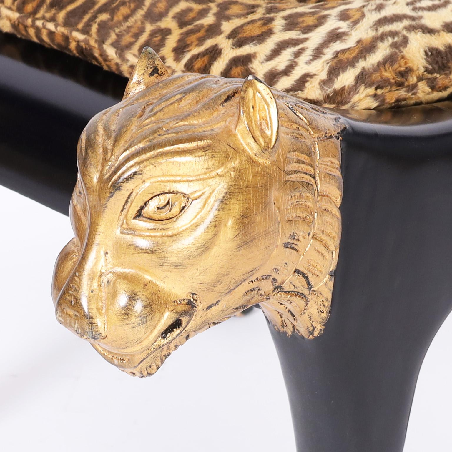 20th Century Egyptian Style Bench or Seat with Cat Heads For Sale