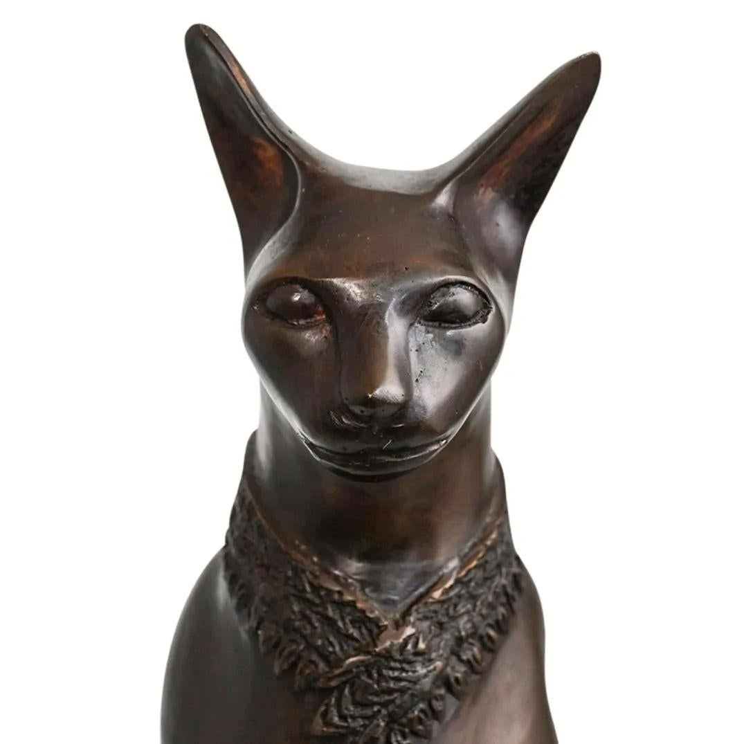 Egyptian Revival Egyptian Style Bronze Cat Sculpture