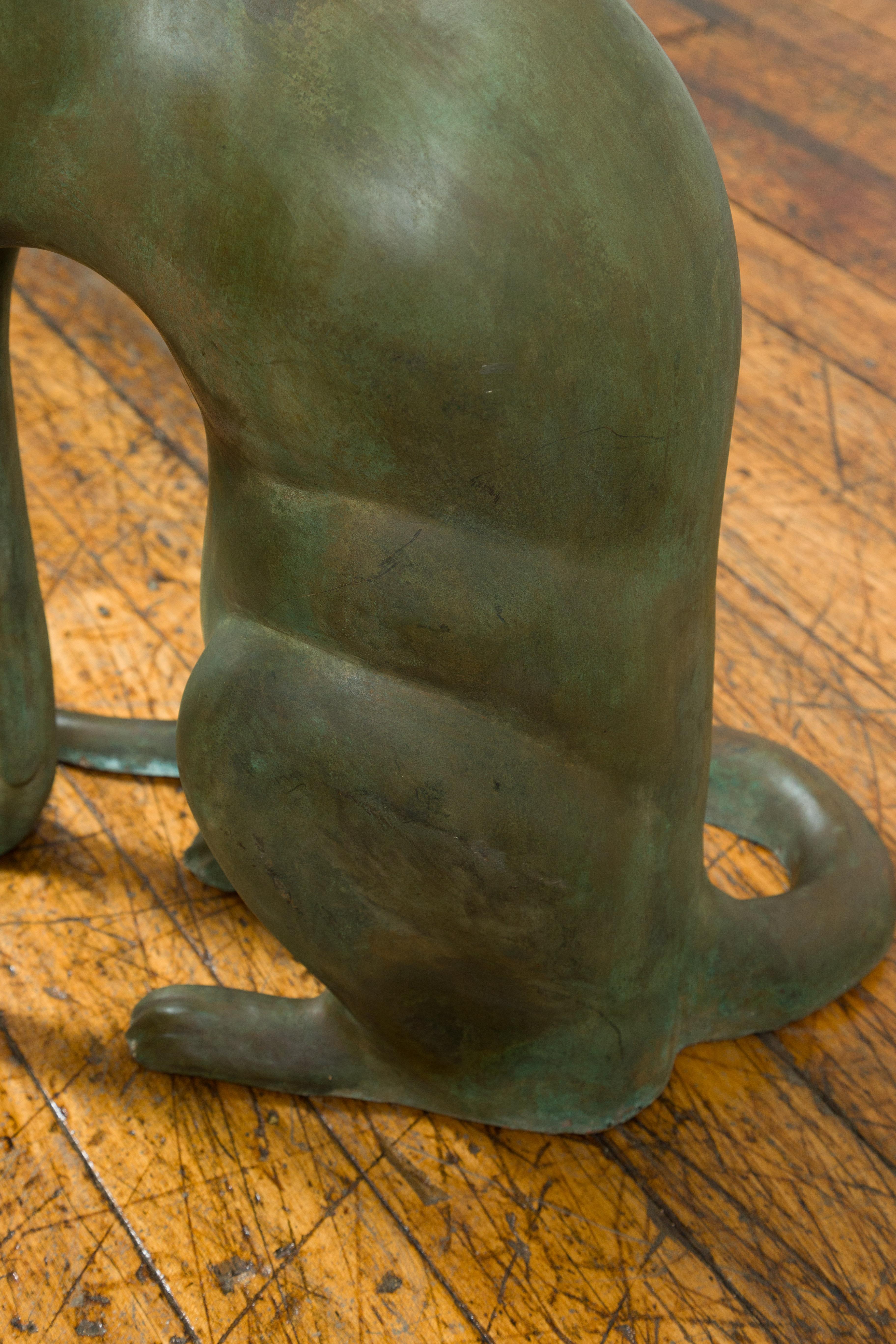 Egyptian Style Bronze Late 20th Century Sculpture of a Sitting Cat 4