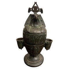 Egyptian Style Bronze Vase with Cover, Early 19th Century