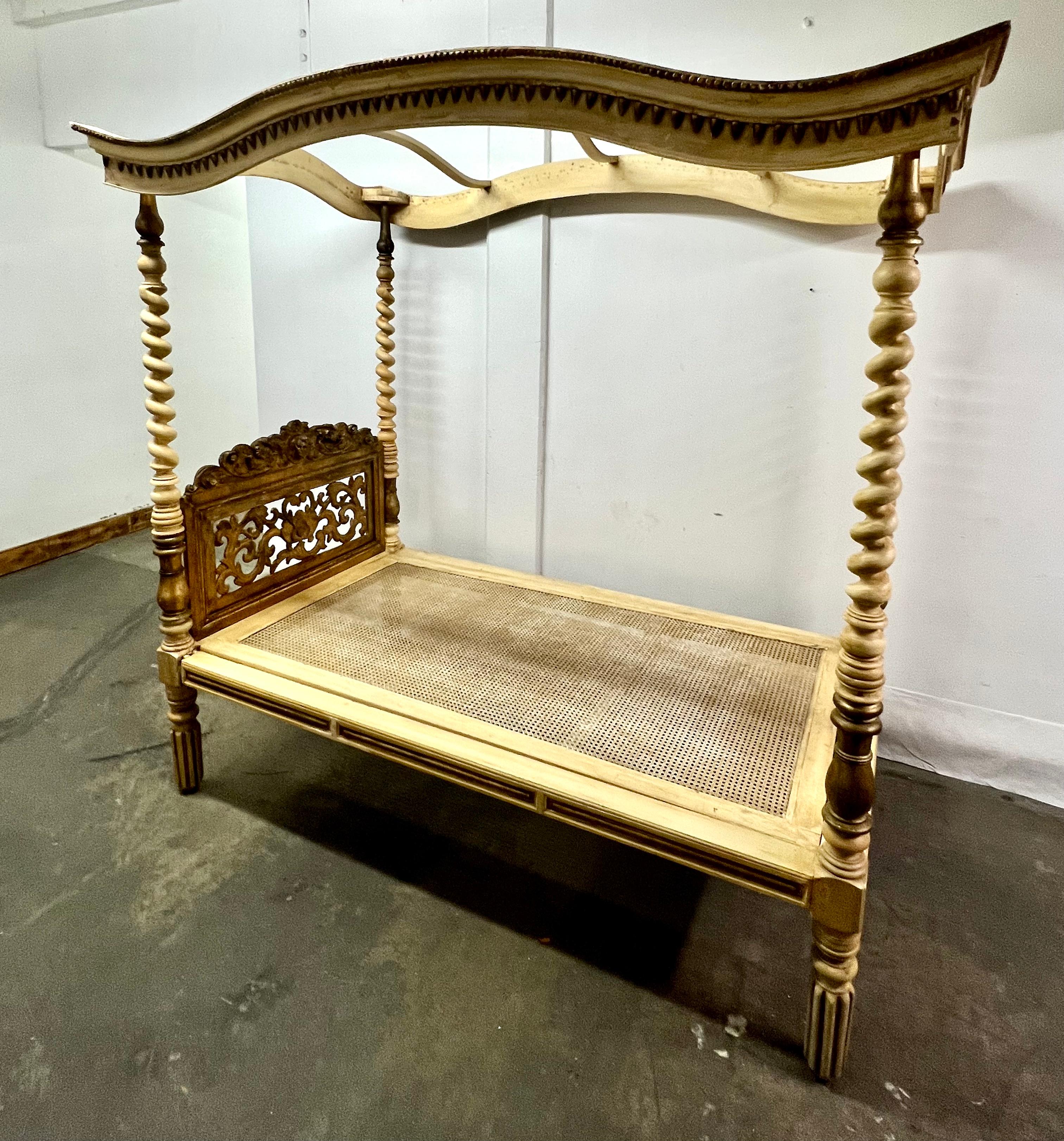 Hand-Carved Egyptian Style Canopy Bed Movie Prop from 1963 Cleopatra with Elizabeth Taylor For Sale