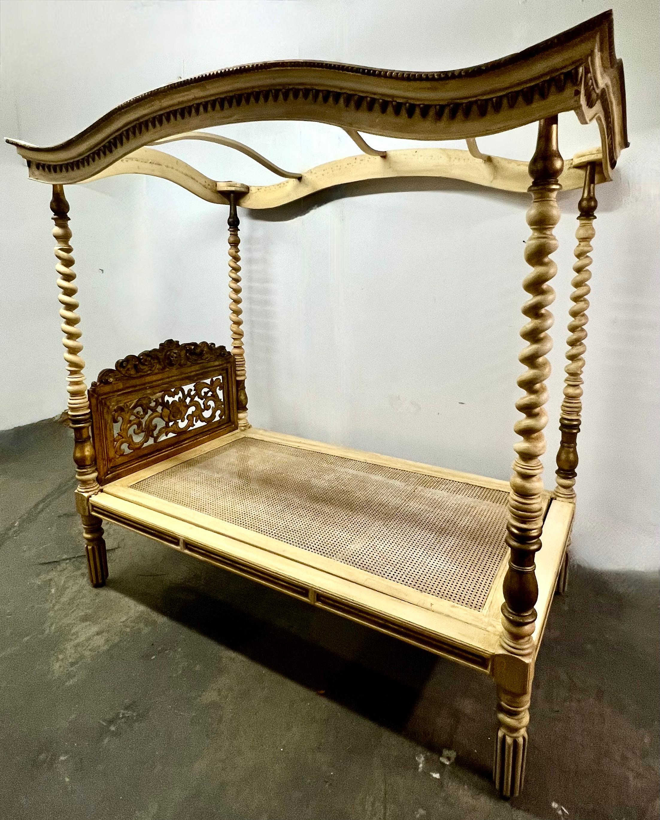Wood Egyptian Style Canopy Bed Movie Prop from 1963 Cleopatra with Elizabeth Taylor For Sale