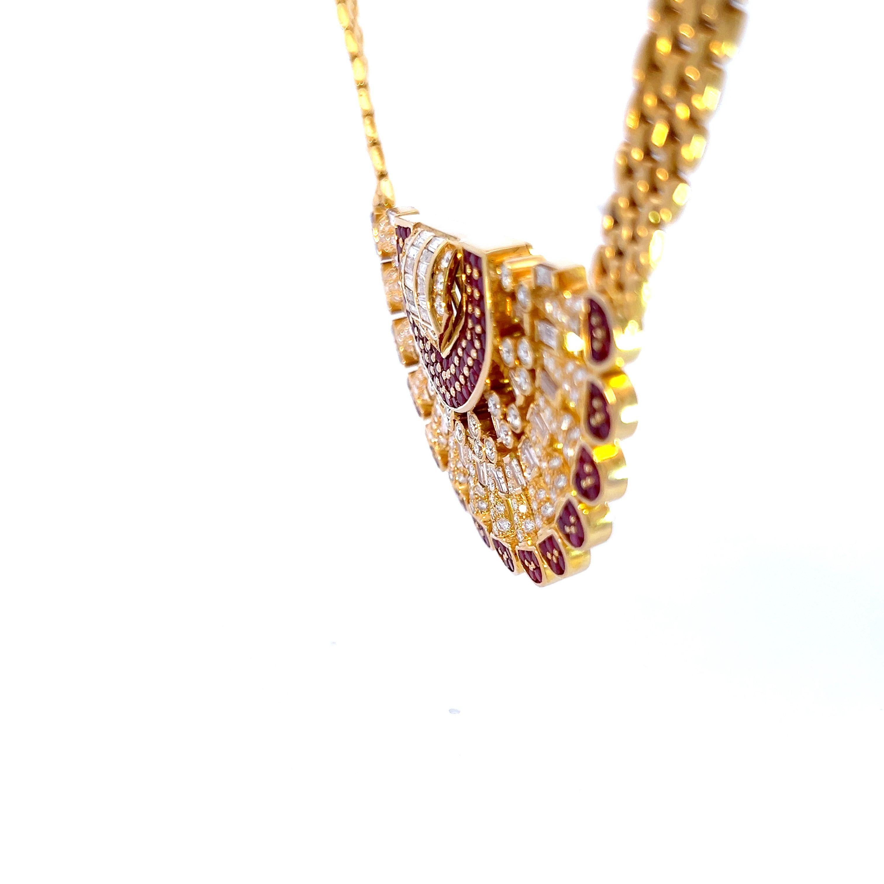 Bib-Halskette im ägyptischen Stil mit Diamanten und Rubinen (Neuägyptisch) im Angebot