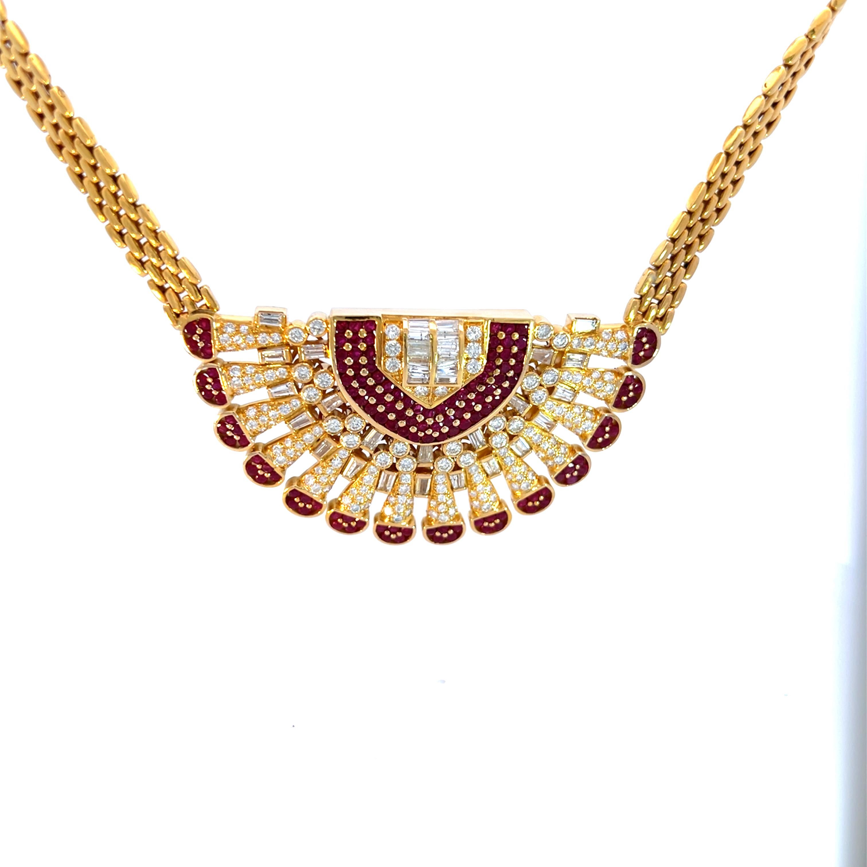 Bib-Halskette im ägyptischen Stil mit Diamanten und Rubinen im Angebot 1