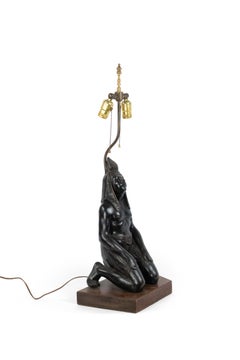 Egyptian Style Ebonized Figural Table Lamps